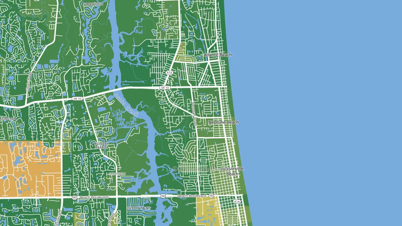 Neptune Beach, FL Map of Murder Rates