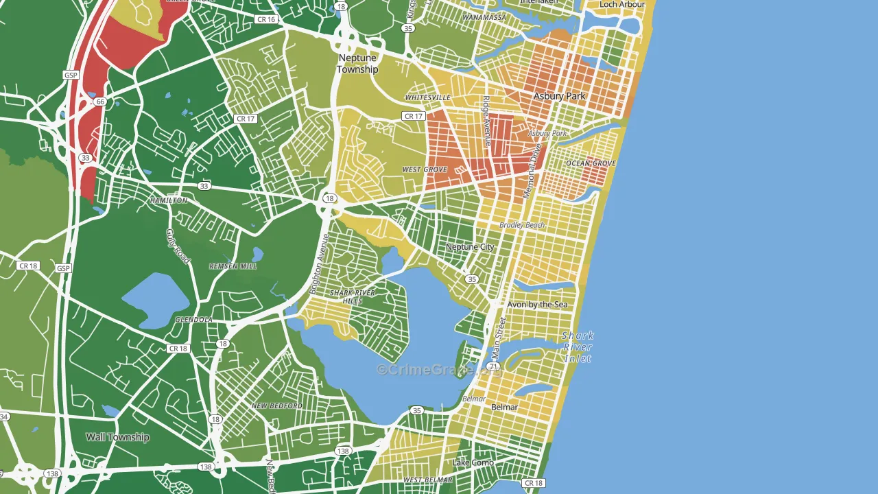 Neptune City, NJ Map of Murder Rates