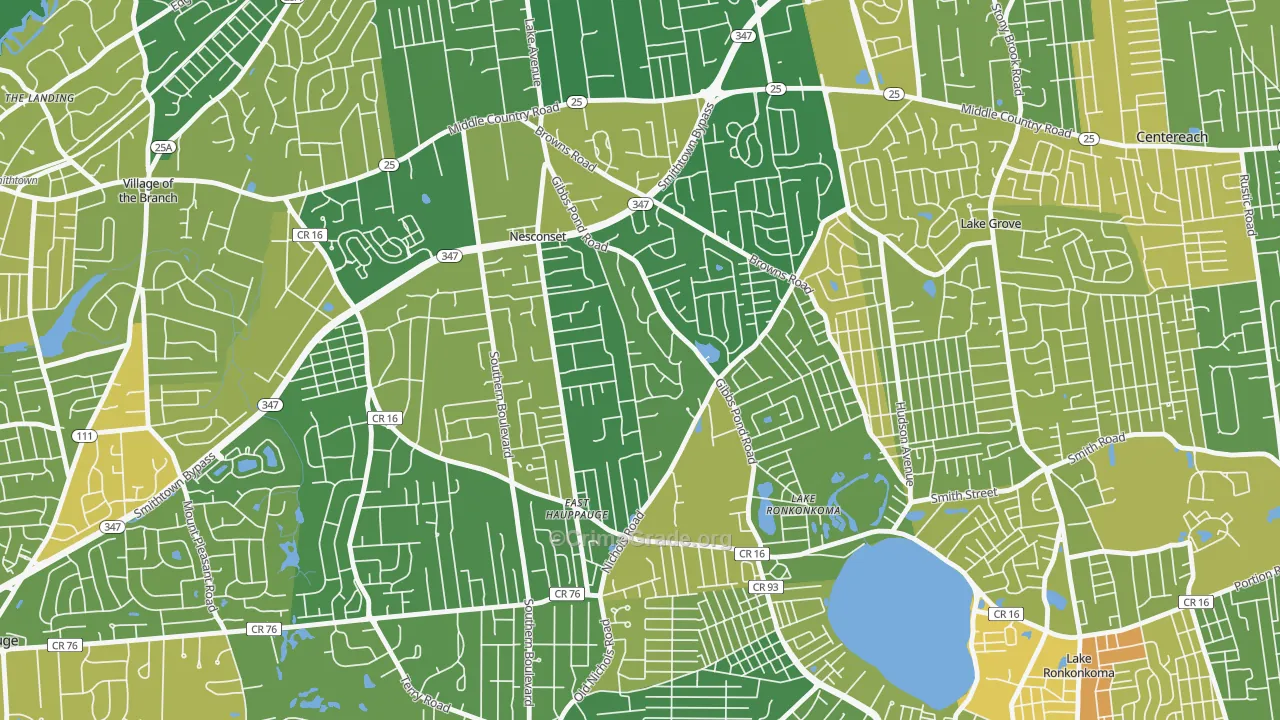Nesconset, NY Map of Murder Rates