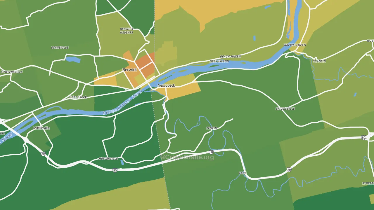 Nescopeck, PA Map of Murder Rates