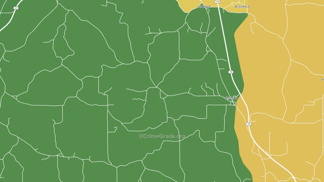 Neshoba, MS Map of Murder Rates