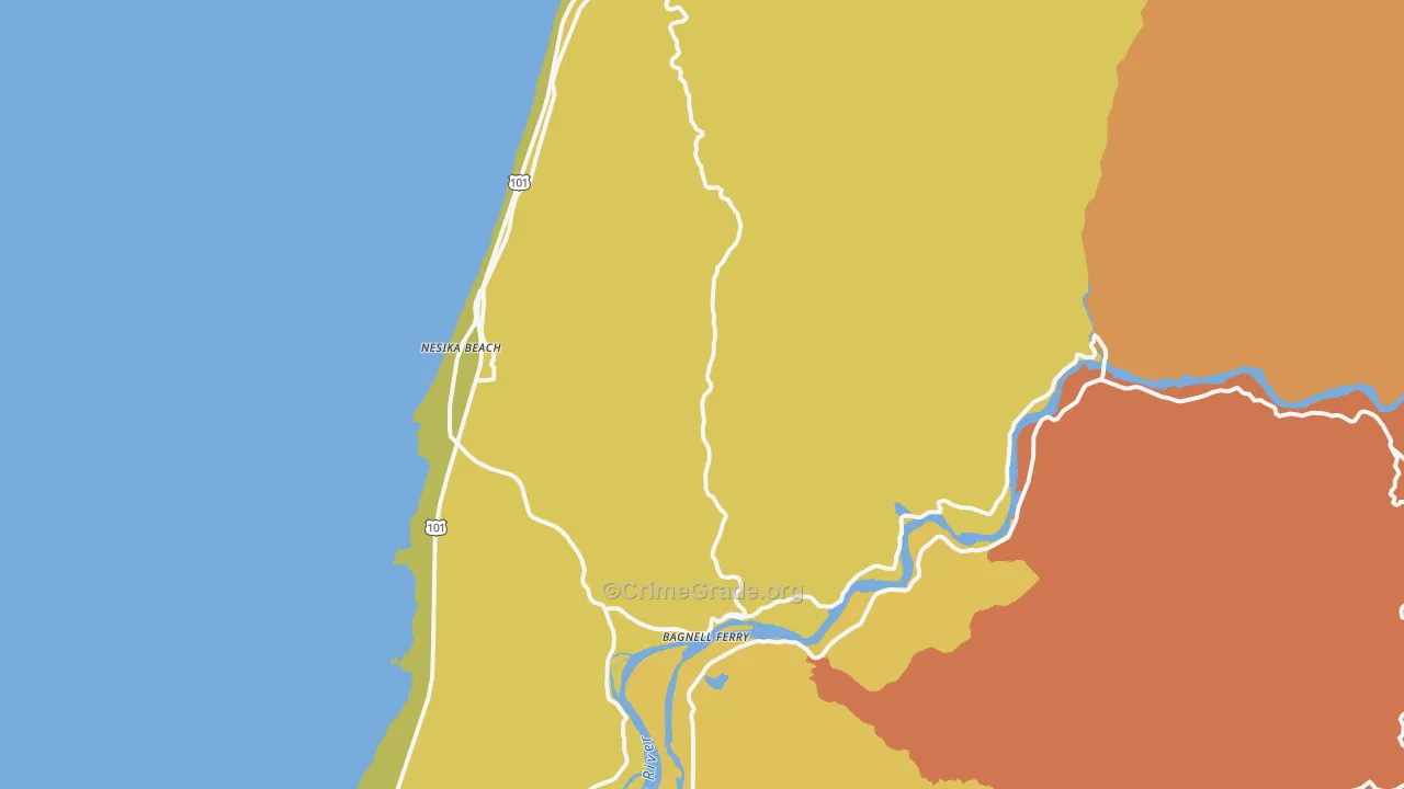 Nesika Beach, OR Map of Murder Rates
