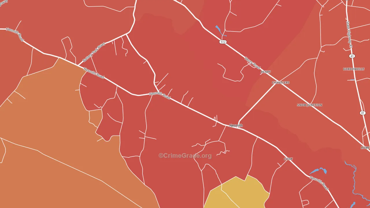 Nesmith, SC Map of Murder Rates
