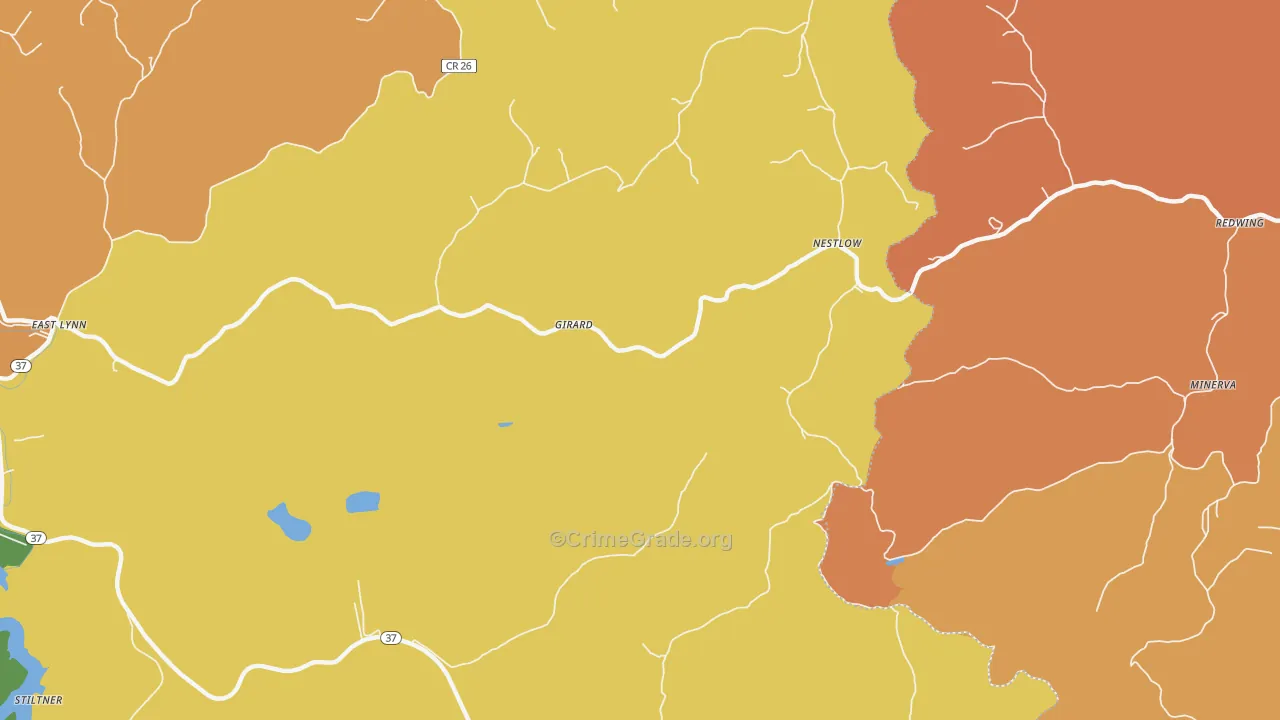 Nestlow, WV Map of Murder Rates