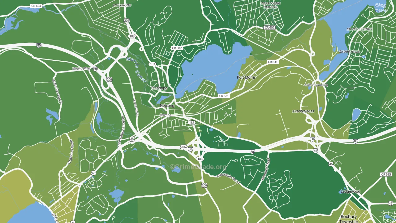 Netcong, NJ Map of Murder Rates