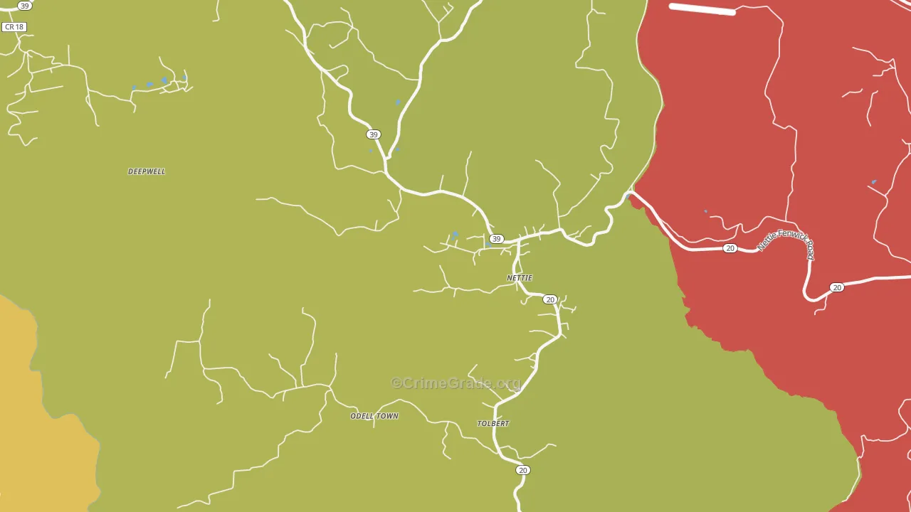 Nettie, WV Map of Murder Rates
