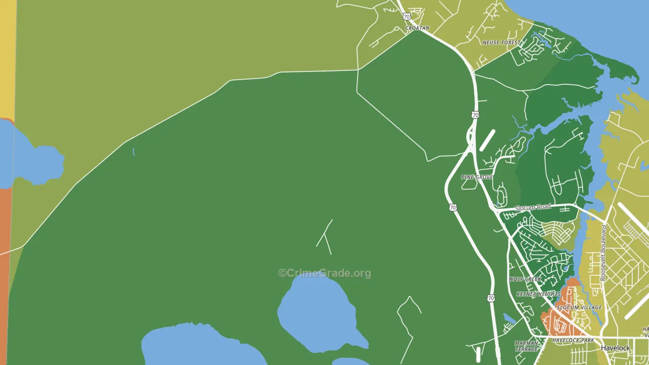Neuse Forest, NC Map of Murder Rates