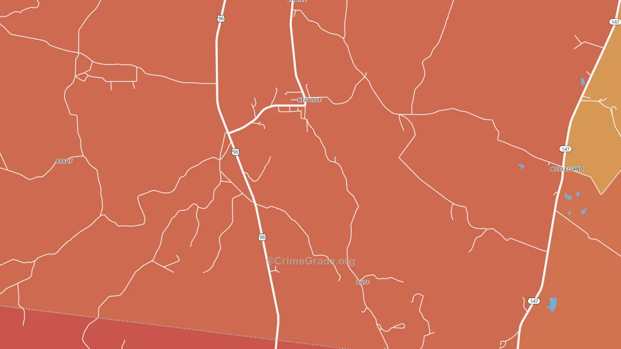 Neuville, TX Map of Murder Rates