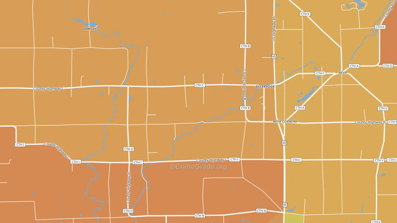 Neva Corners, WI Map of Murder Rates