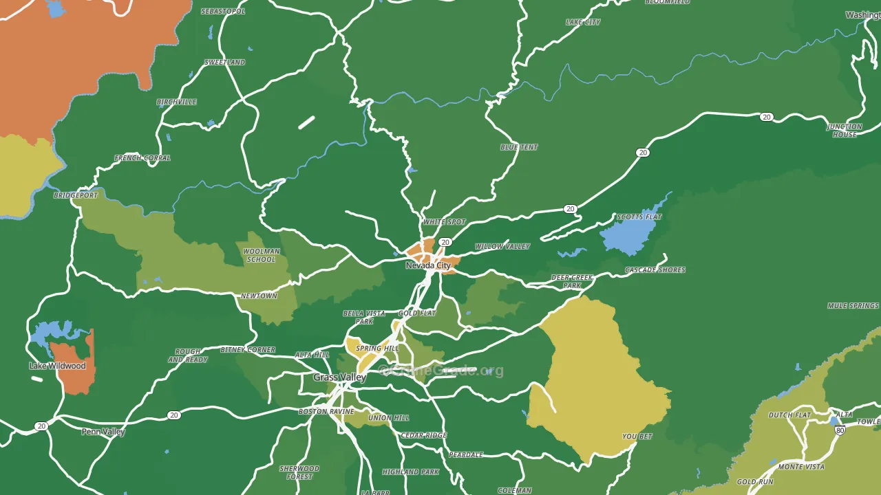 Nevada City, CA Map of Murder Rates