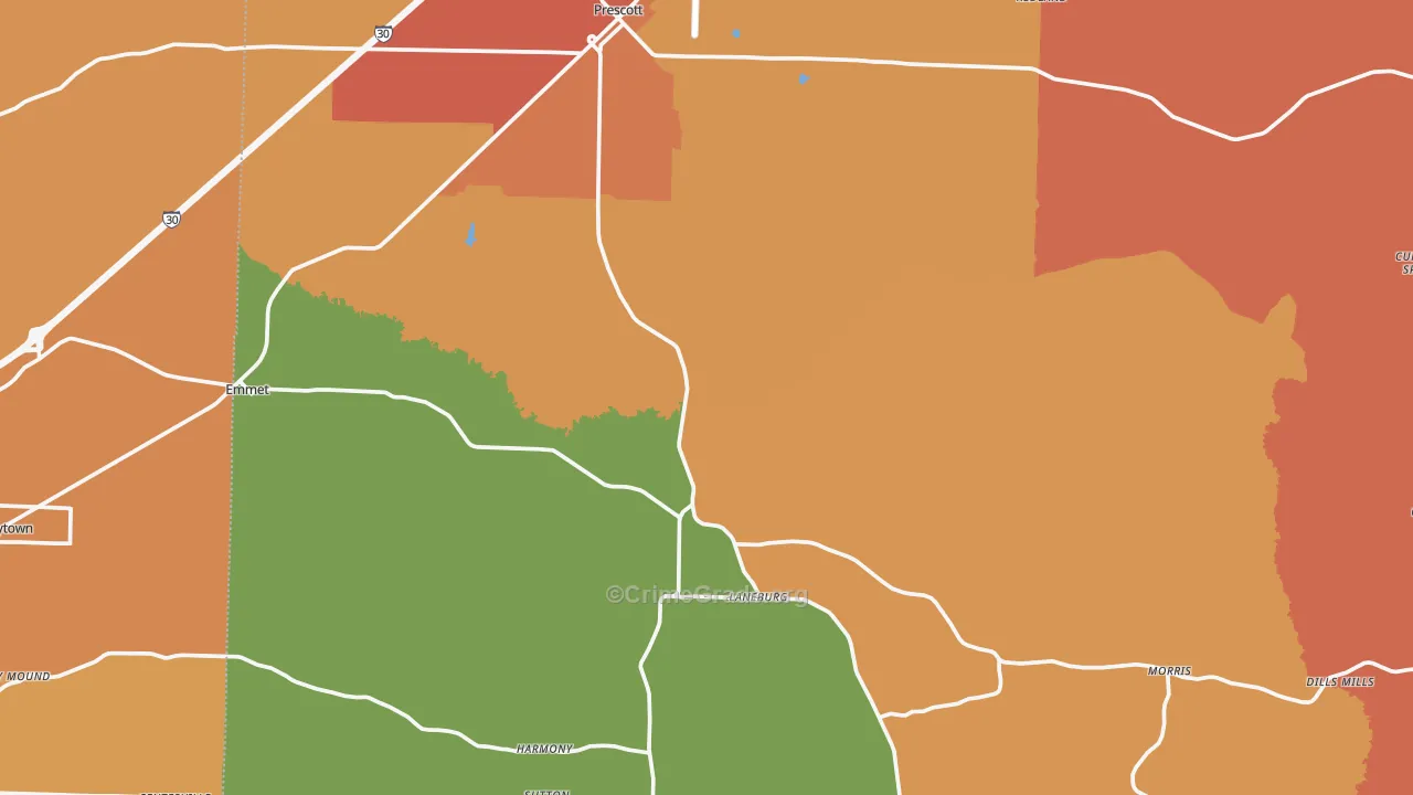 Nevada County, AR Map of Murder Rates