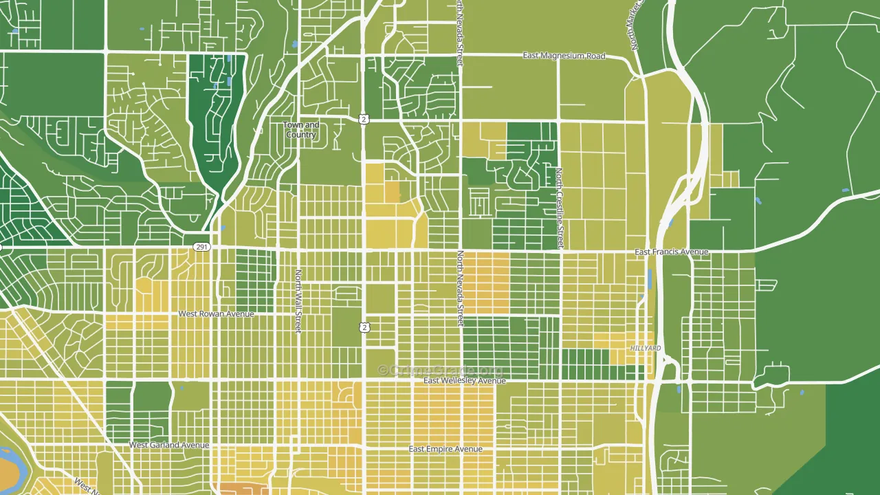 Nevada-Lidgerwood, Spokane, WA Map of Murder Rates