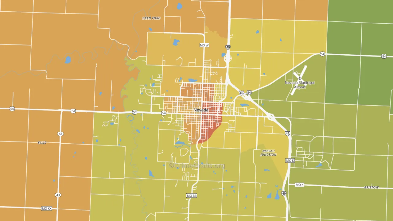 Nevada, MO Map of Murder Rates