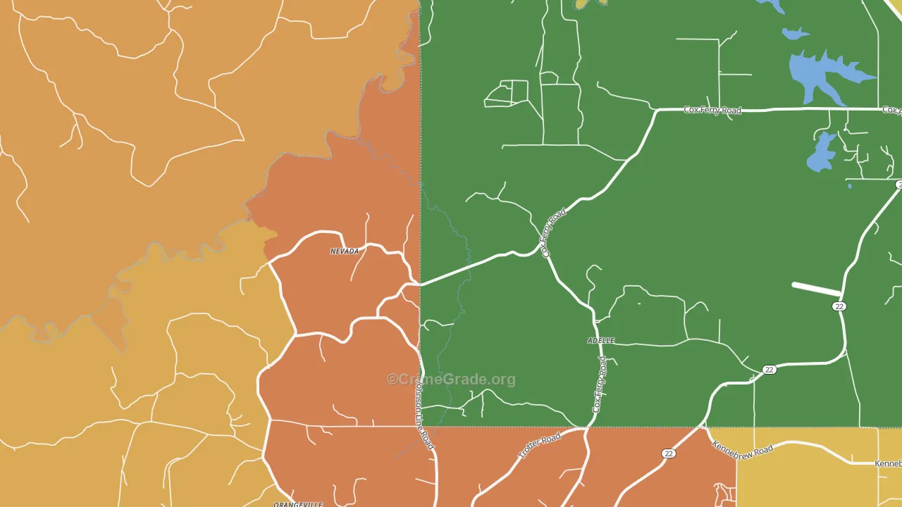 Nevada, MS Map of Murder Rates