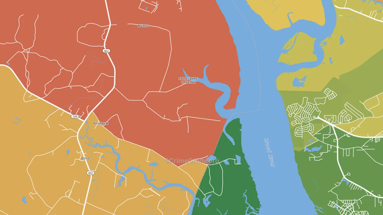 Nevadun, SC Map of Murder Rates