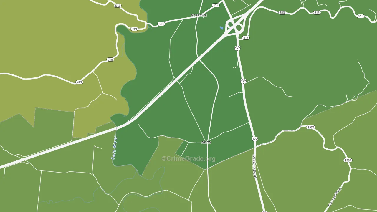 Nevin, KY Map of Murder Rates