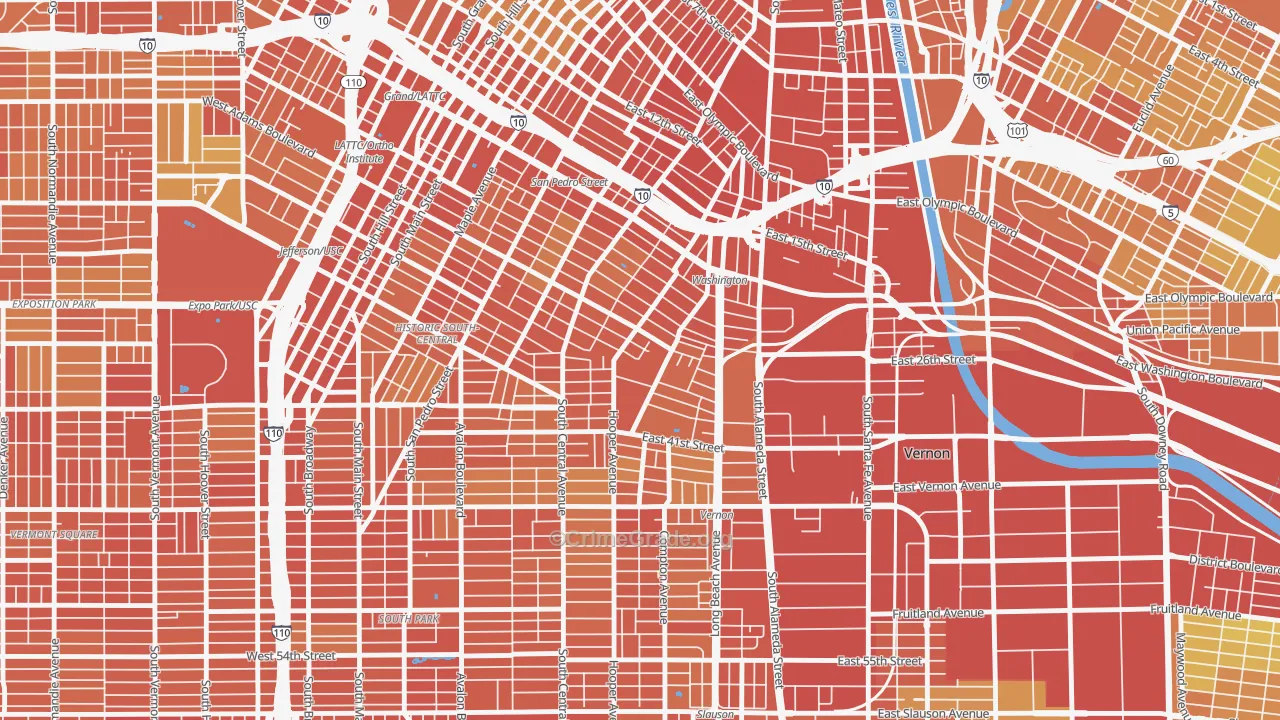 Nevin, Los Angeles, CA Map of Murder Rates