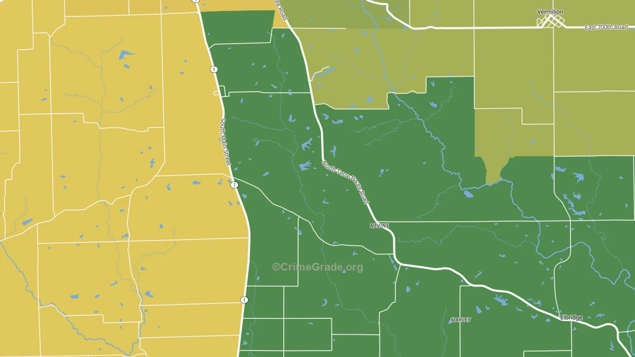 Nevins, IL Map of Murder Rates