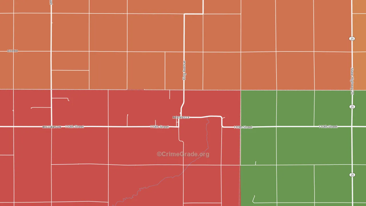 Nevinville, IA Map of Murder Rates