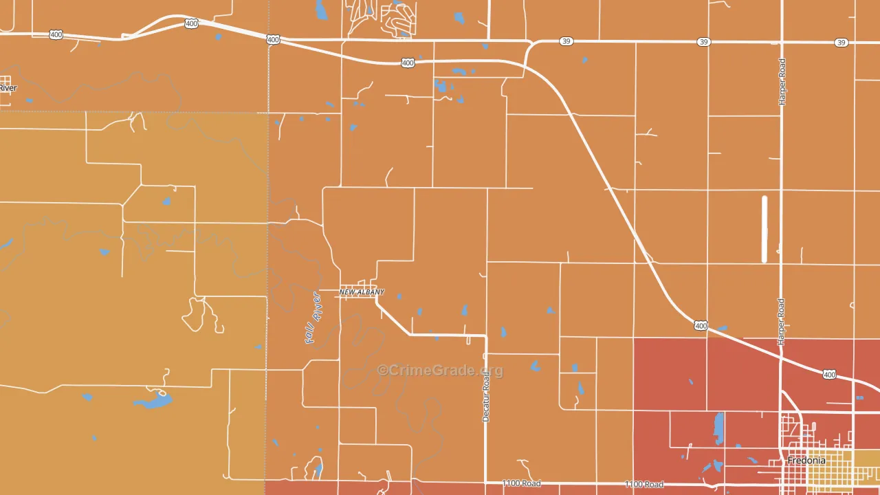 New Albany, KS Map of Murder Rates