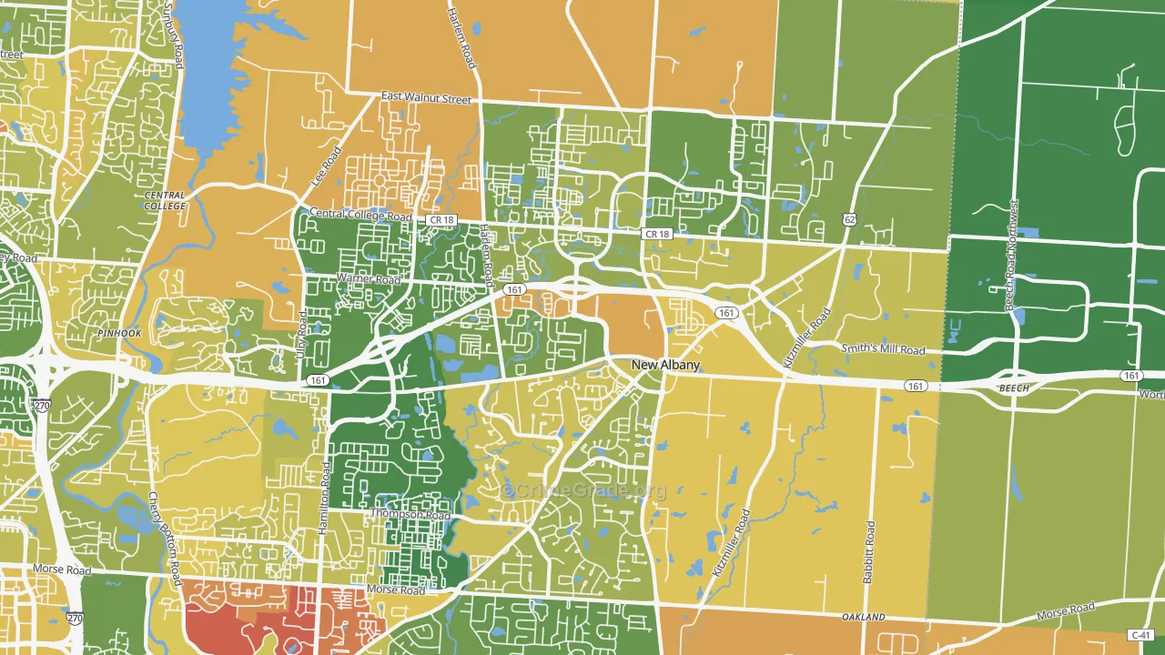 New Albany, OH Map of Murder Rates