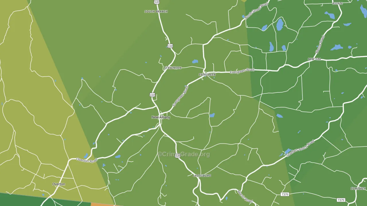 New Albany, PA Map of Murder Rates