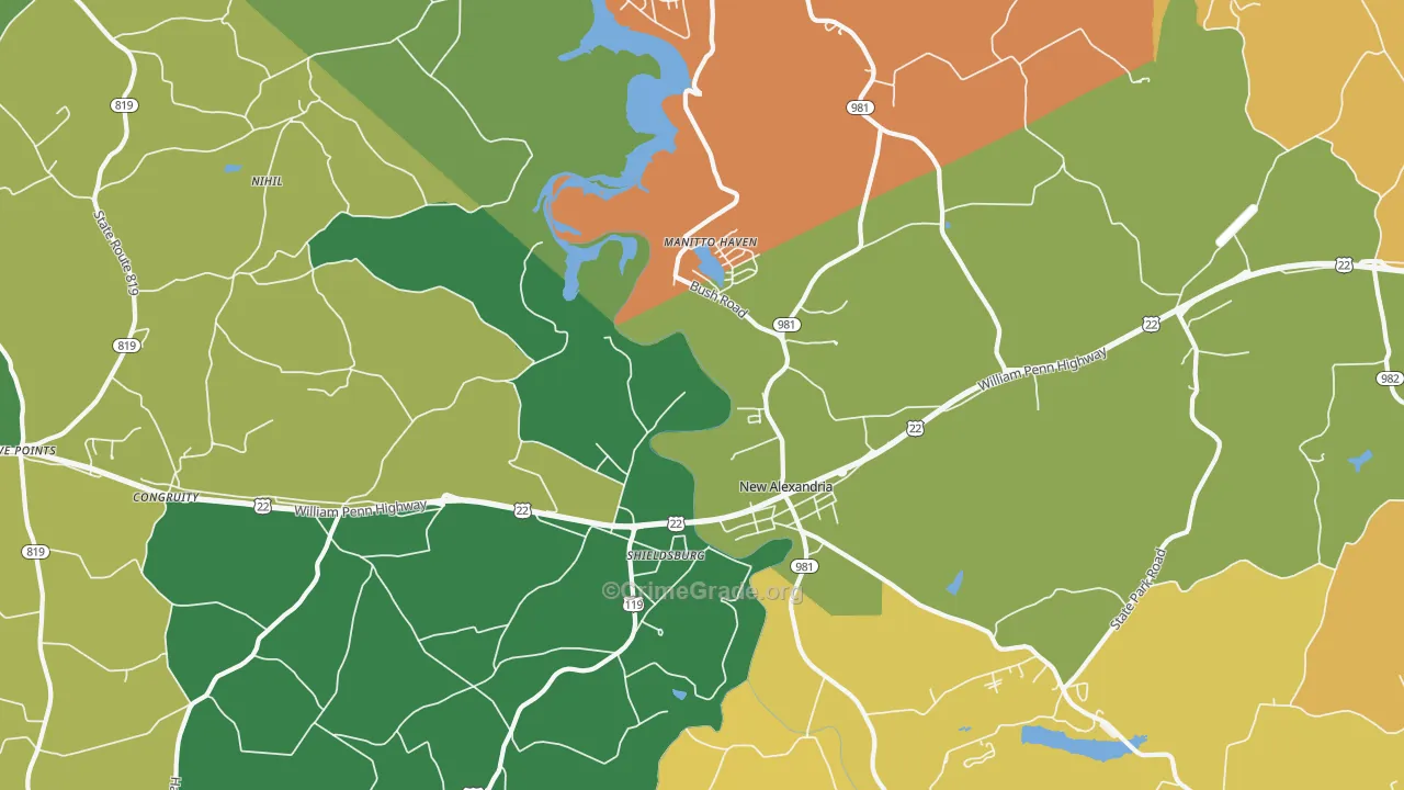 New Alexandria, PA Map of Murder Rates