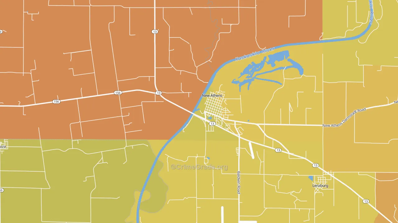 New Athens, IL Map of Murder Rates