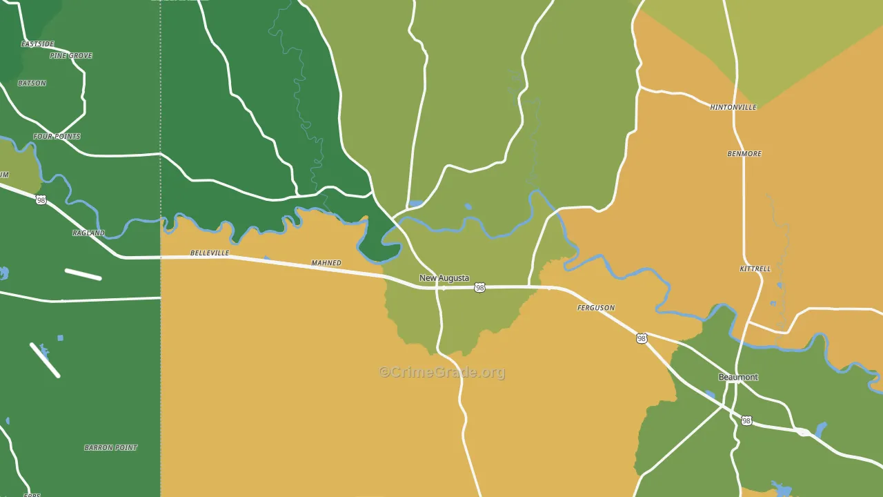 New Augusta, MS Map of Murder Rates