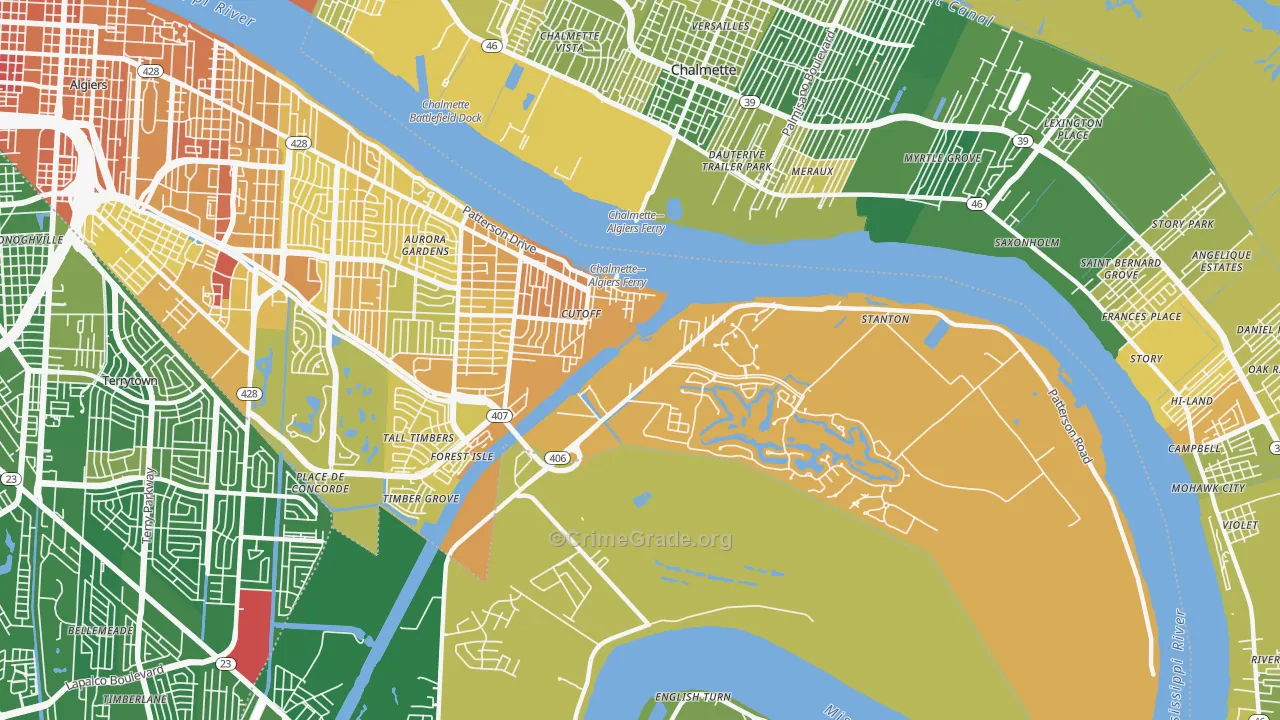New Aurora, New Orleans, LA Map of Murder Rates
