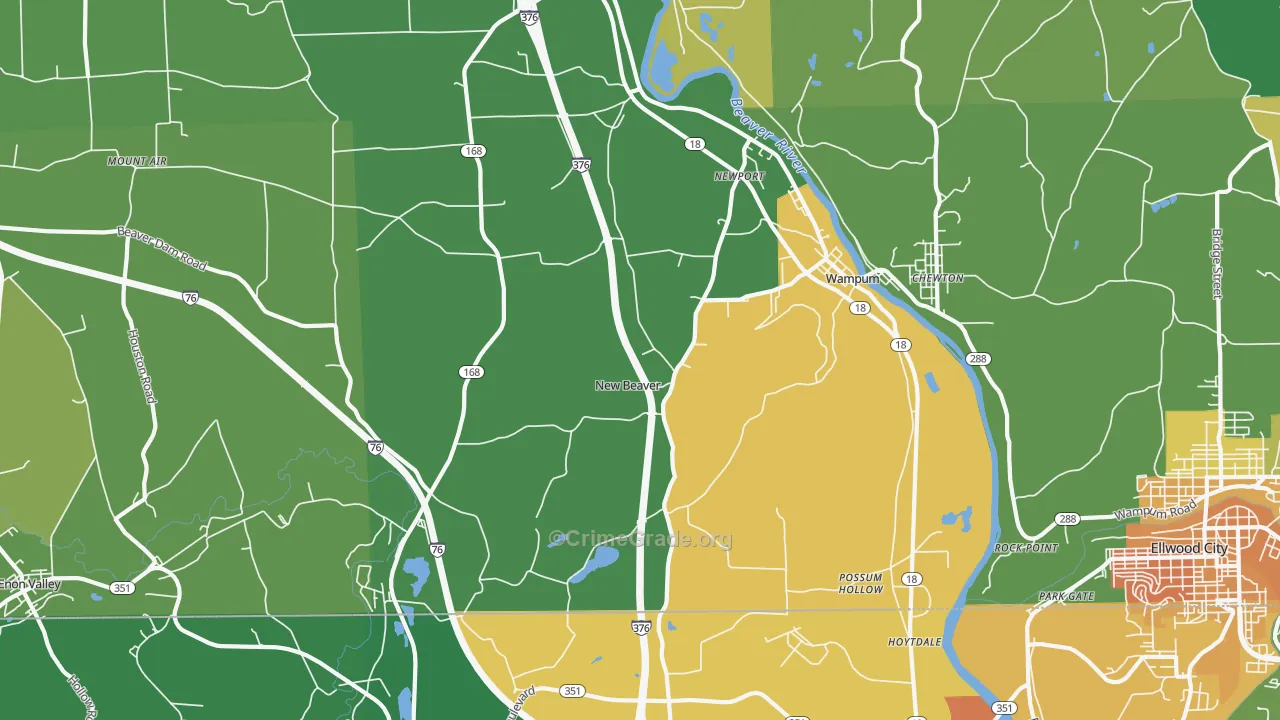 New Beaver, PA Map of Murder Rates