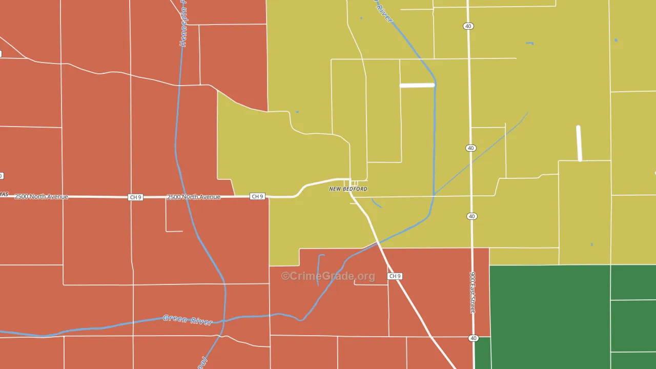 New Bedford, IL Map of Murder Rates