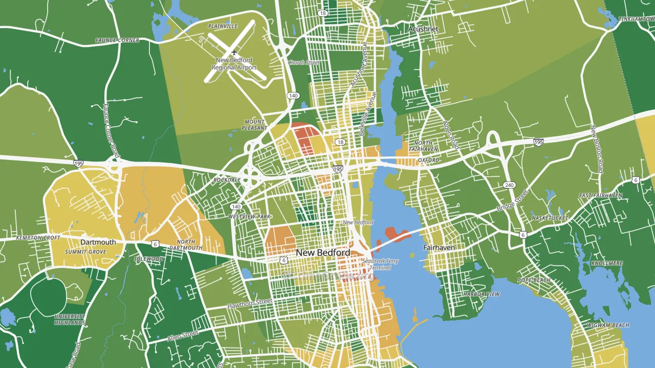 New Bedford, MA Map of Murder Rates