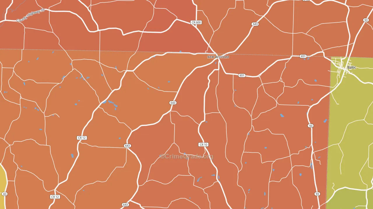 New Bedford, OH Map of Murder Rates