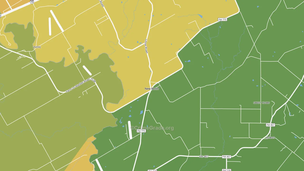 New Berlin, TX Map of Murder Rates