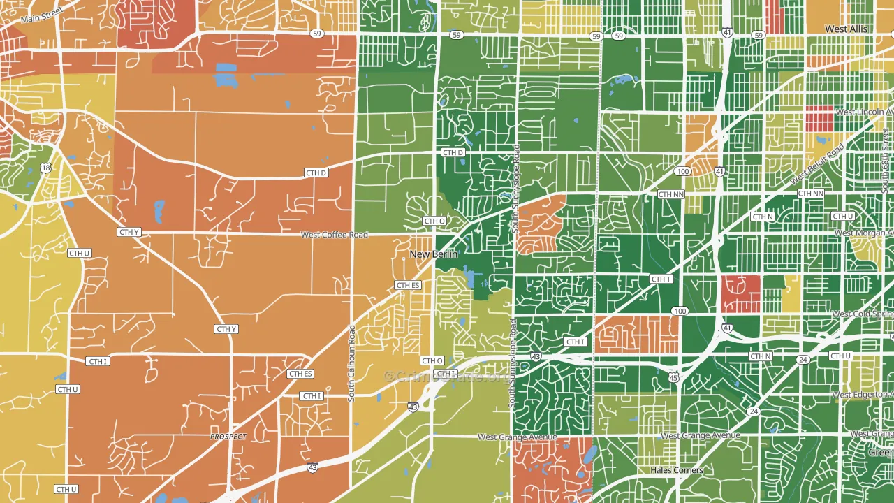 New Berlin, WI Map of Murder Rates