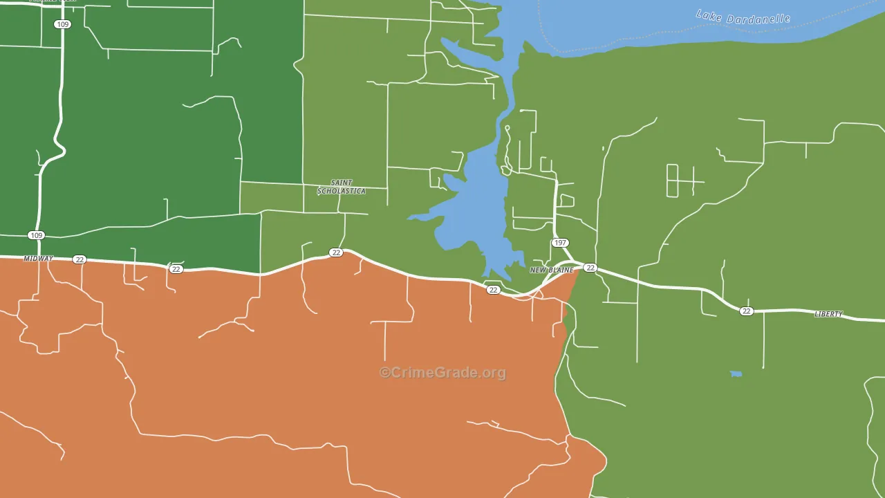 New Blaine, AR Map of Murder Rates