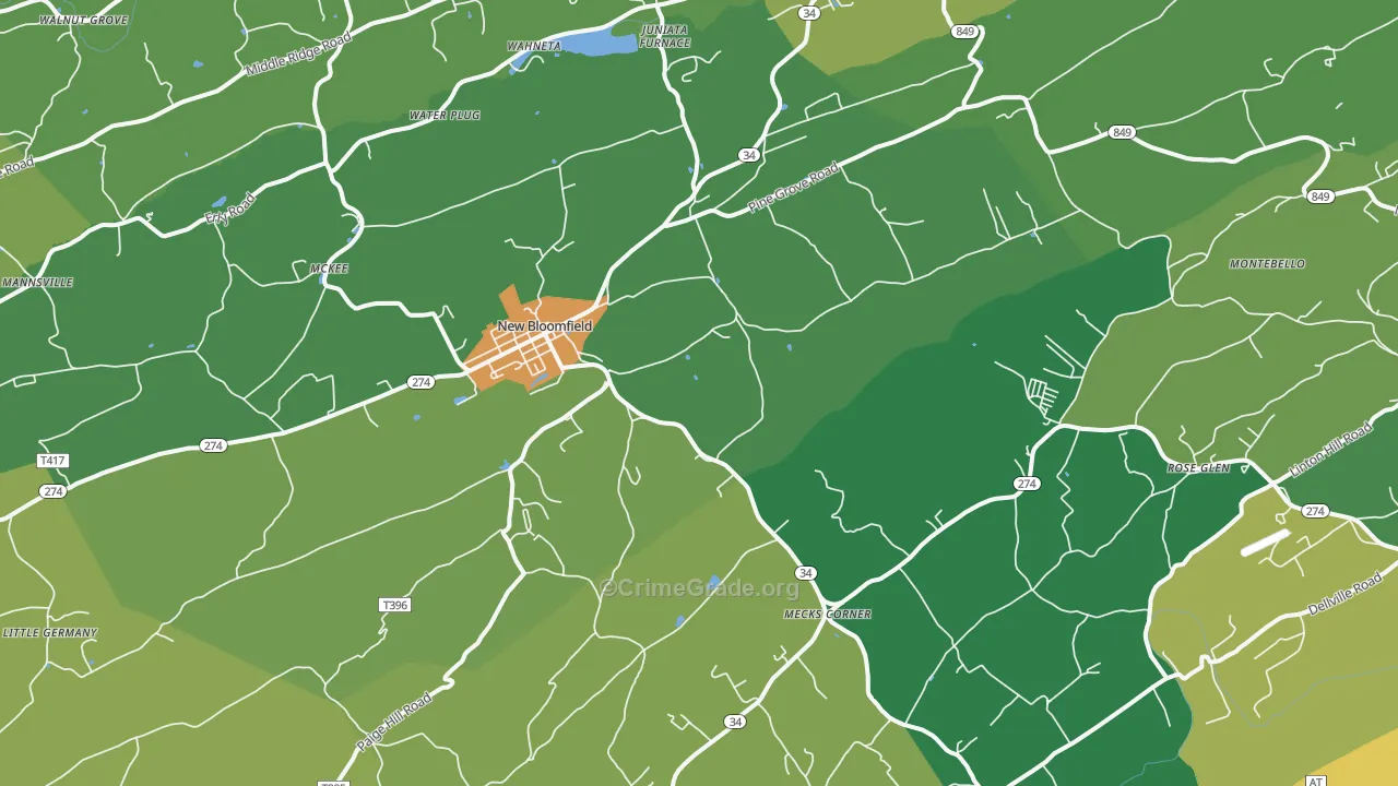 New Bloomfield, PA Map of Murder Rates