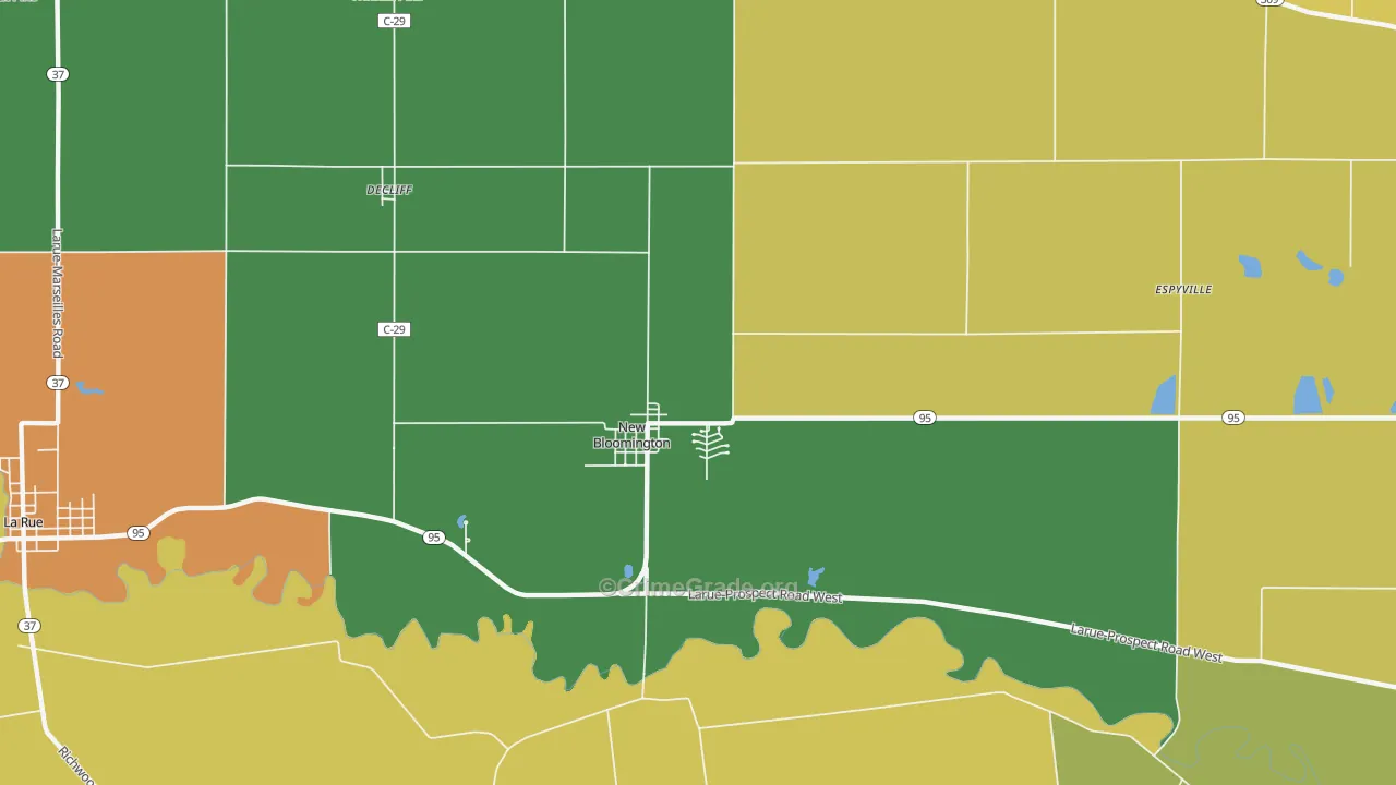 New Bloomington, OH Map of Murder Rates
