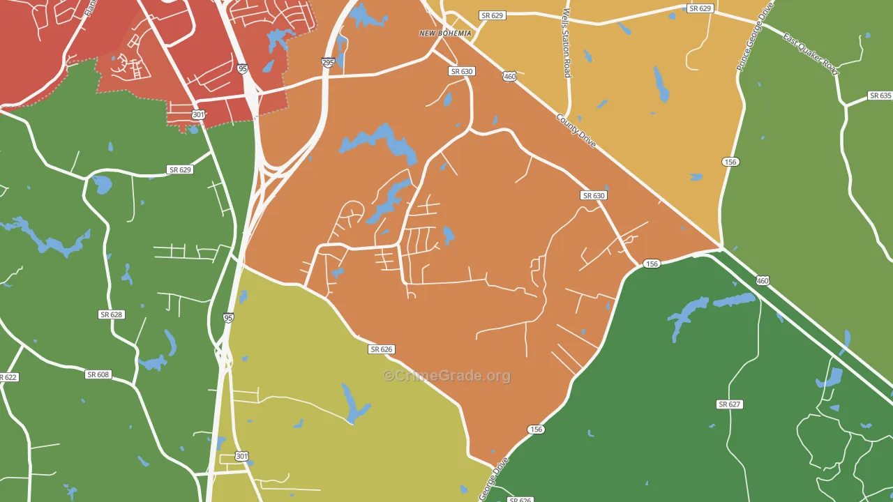 New Bohemia, VA Map of Murder Rates