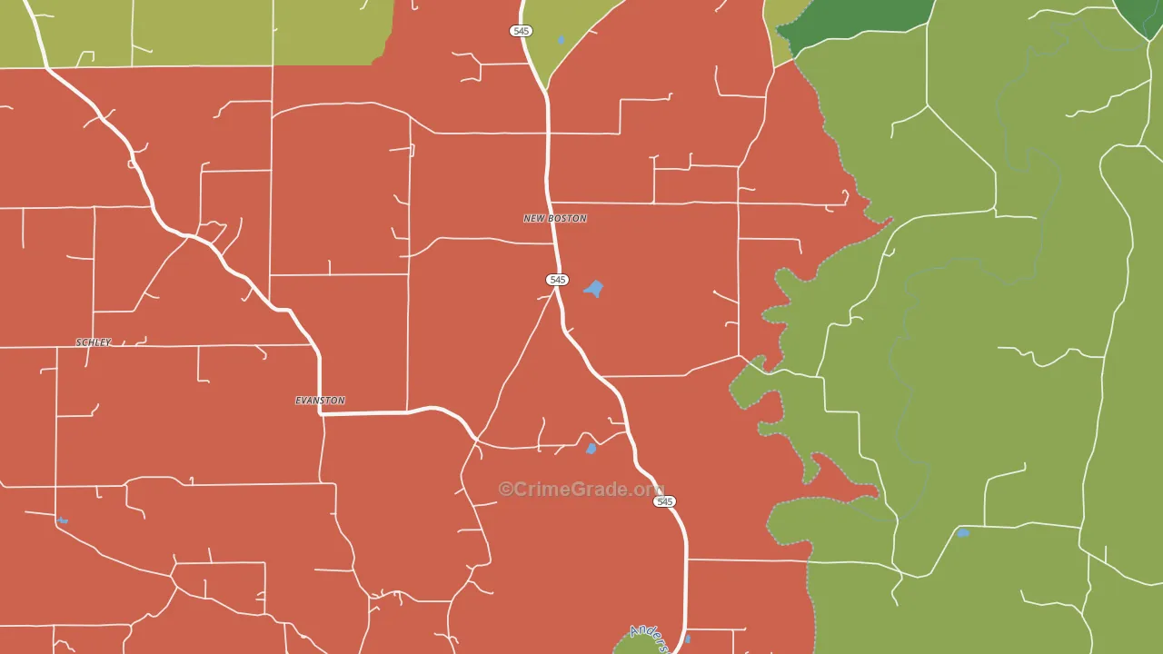 New Boston, IN Map of Murder Rates