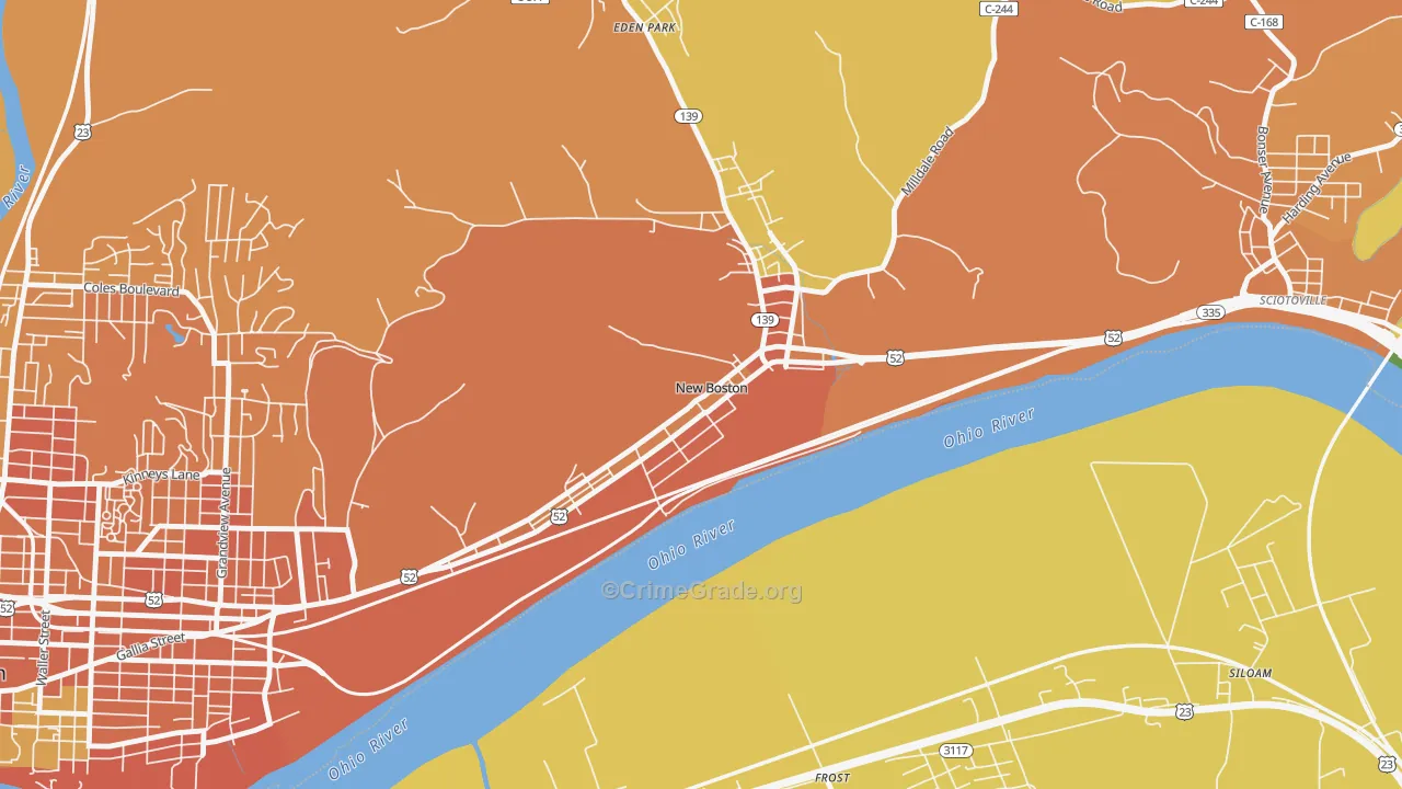 New Boston, OH Map of Murder Rates