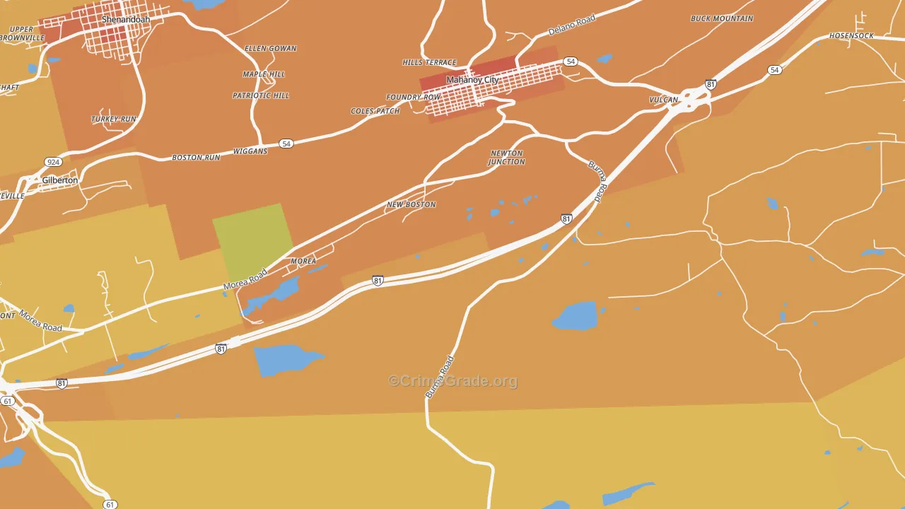New Boston, PA Map of Murder Rates