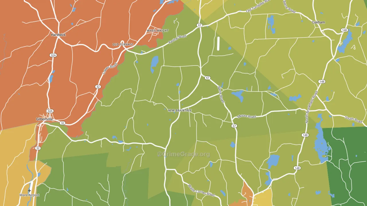 New Braintree, MA Map of Murder Rates