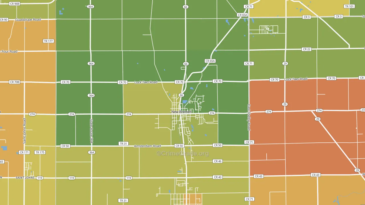 New Bremen, OH Map of Murder Rates