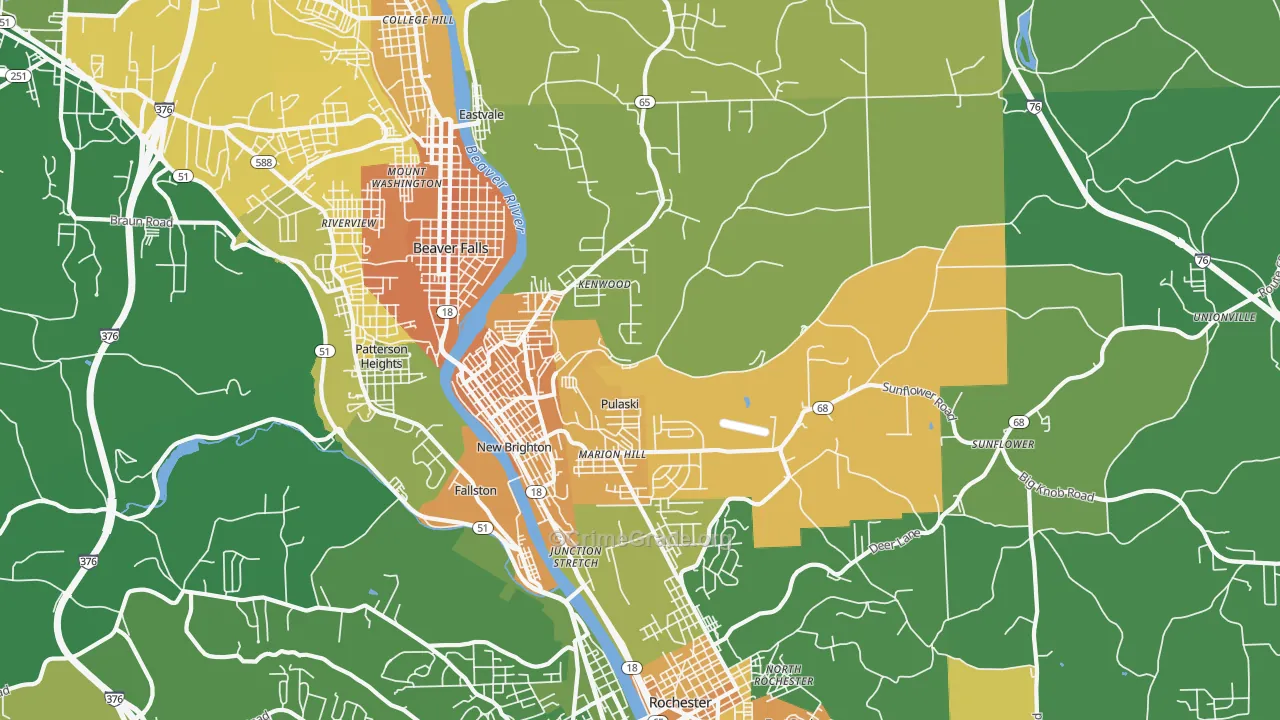 New Brighton, PA Map of Murder Rates