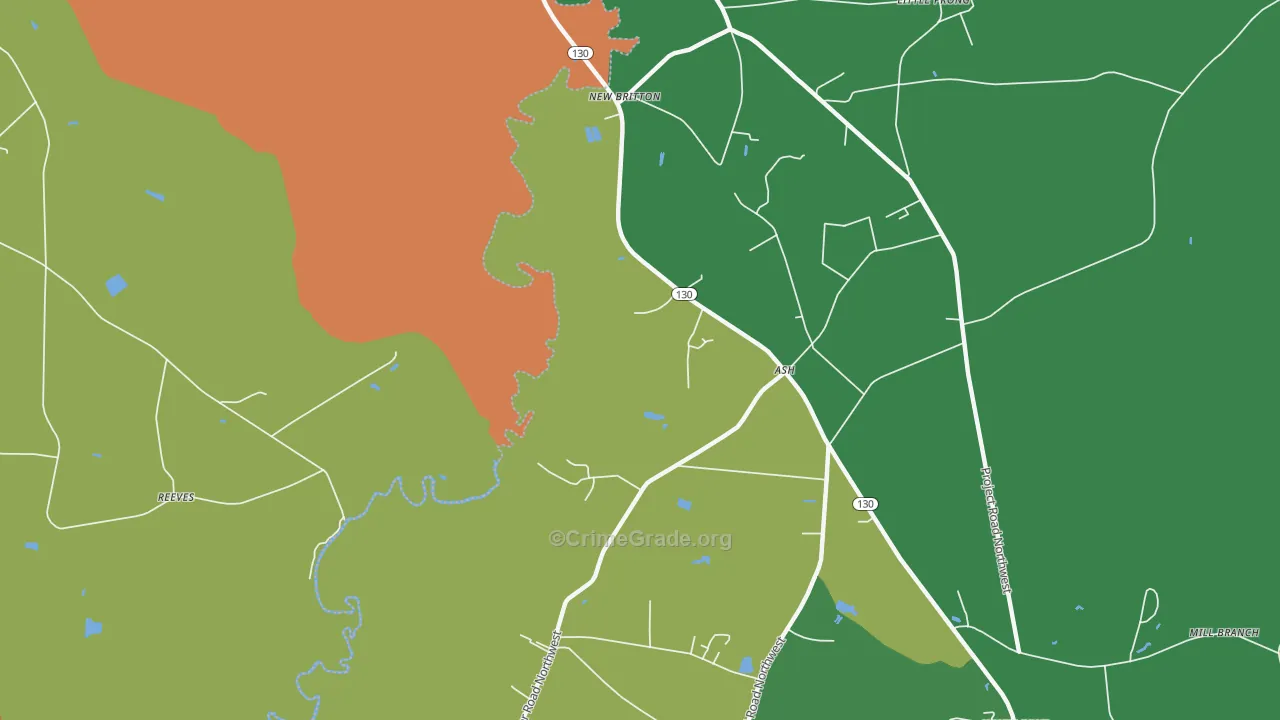 New Britton, NC Map of Murder Rates