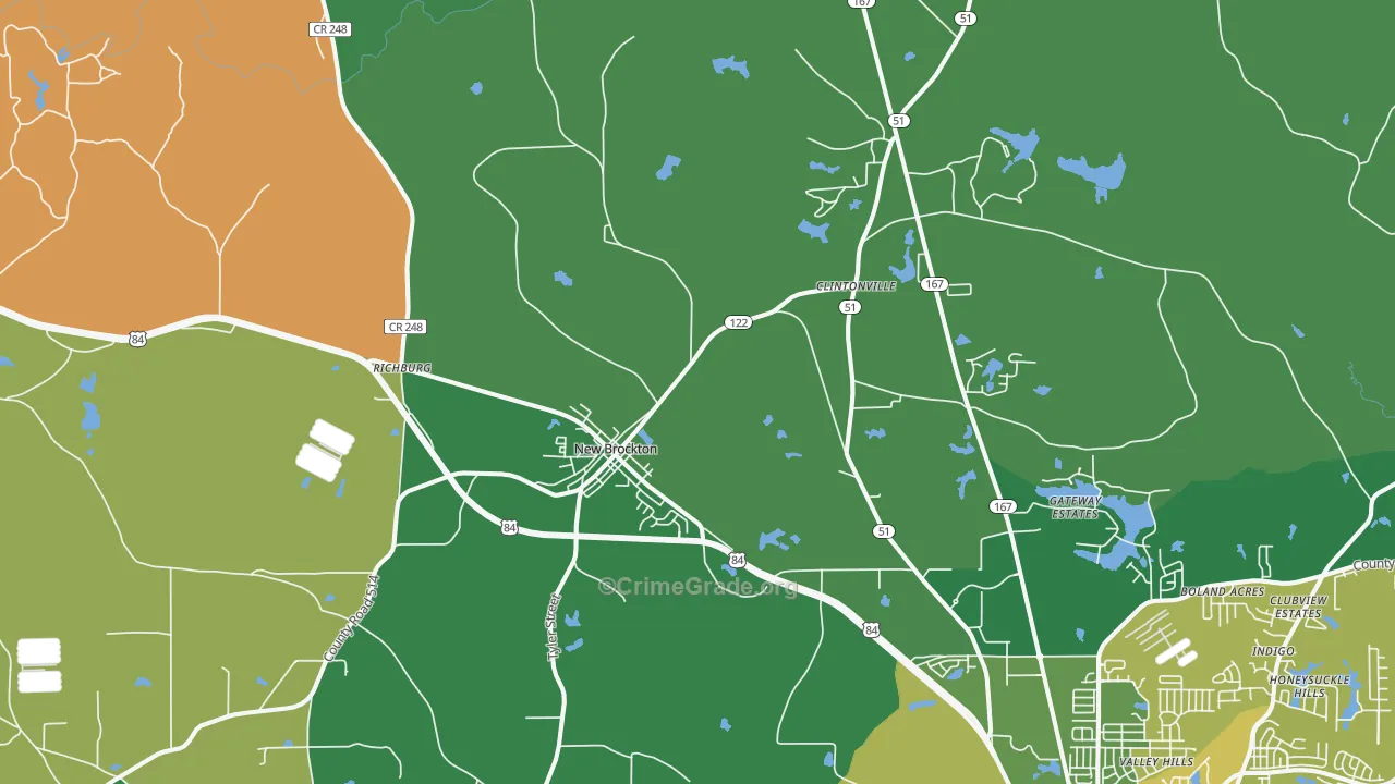 New Brockton, AL Map of Murder Rates