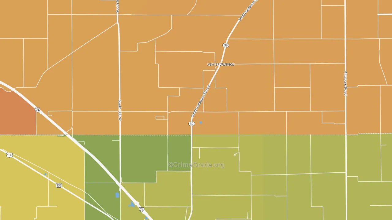 New Brunswick, IN Map of Murder Rates