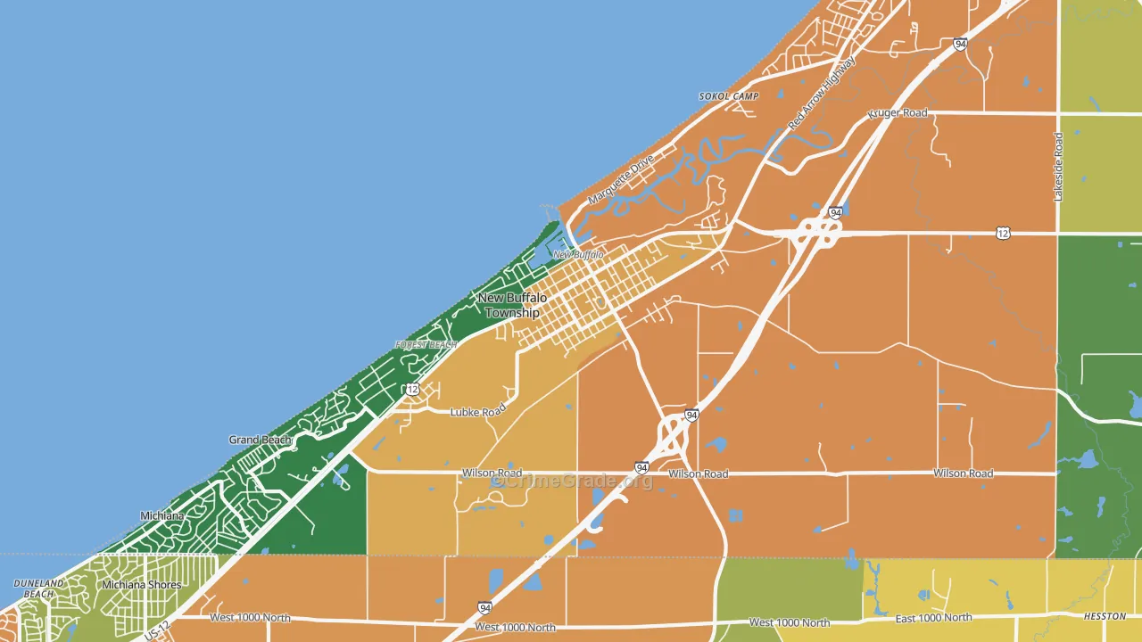New Buffalo, MI Map of Murder Rates